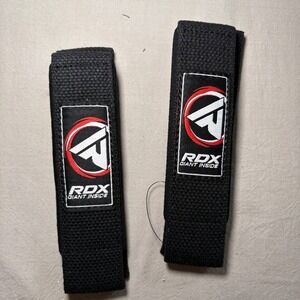 RDX Weightlifting Wrist Straps Black Cotton‎ Powerlifting Gym Straps WAN-W1B NEW